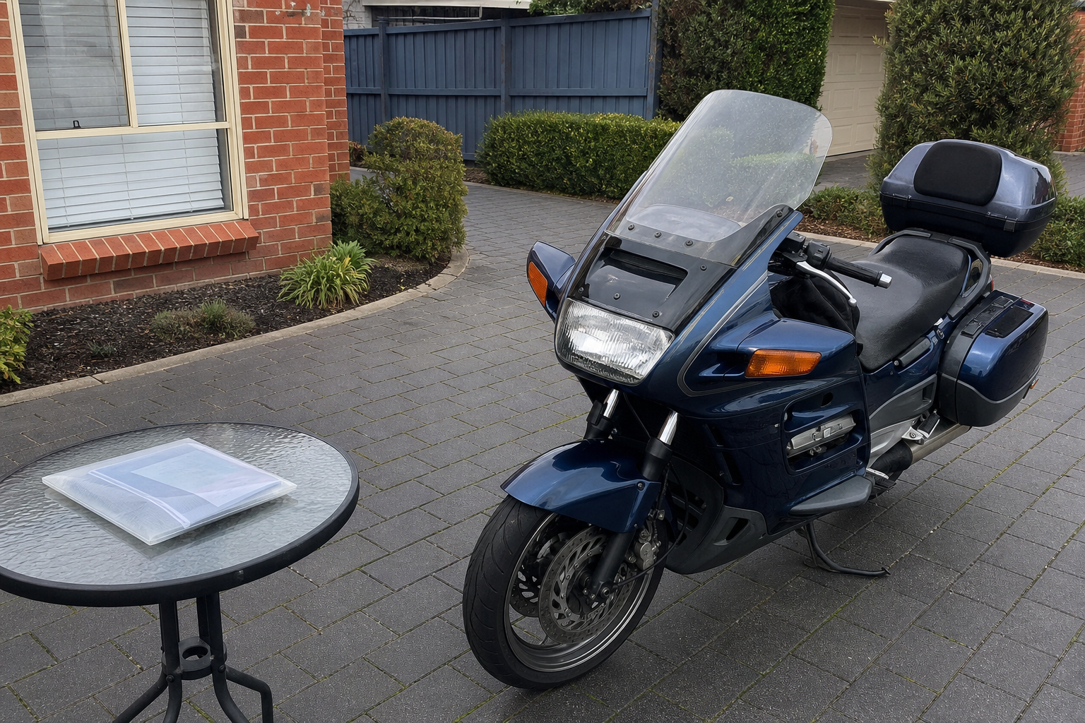 Complete touring motorcycle with records ready for assessment